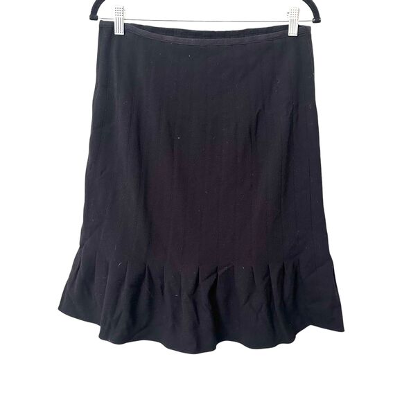 CATHERINE MALANDRINO Wool Ruffled Mini Skirt Black Sz 8 - Picture 1 of 4
